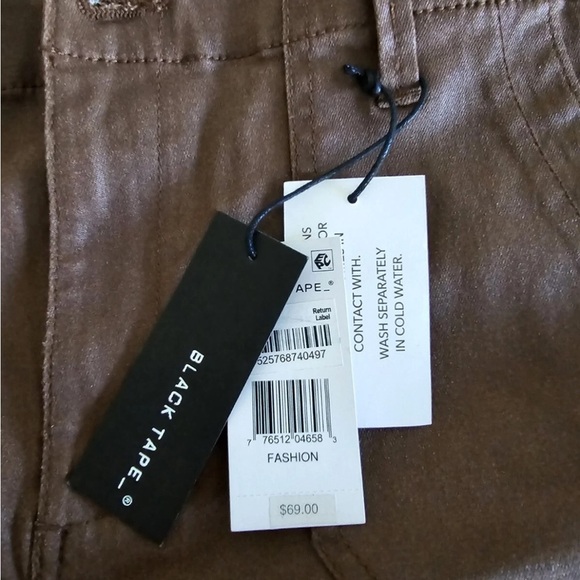 $68 New Black Tape Leather Ankle Pants Brown Women High Rise Size 30 Pockets - Picture 10 of 12
